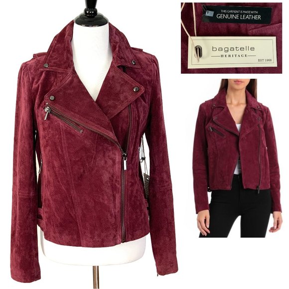 bagatelle Jackets & Blazers - New Bagatelle Leather  Suede Moto Jacket Maroon Sz M